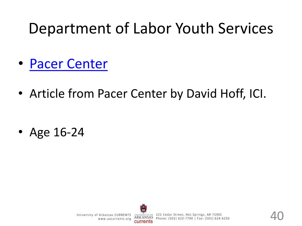 department of labor youth services