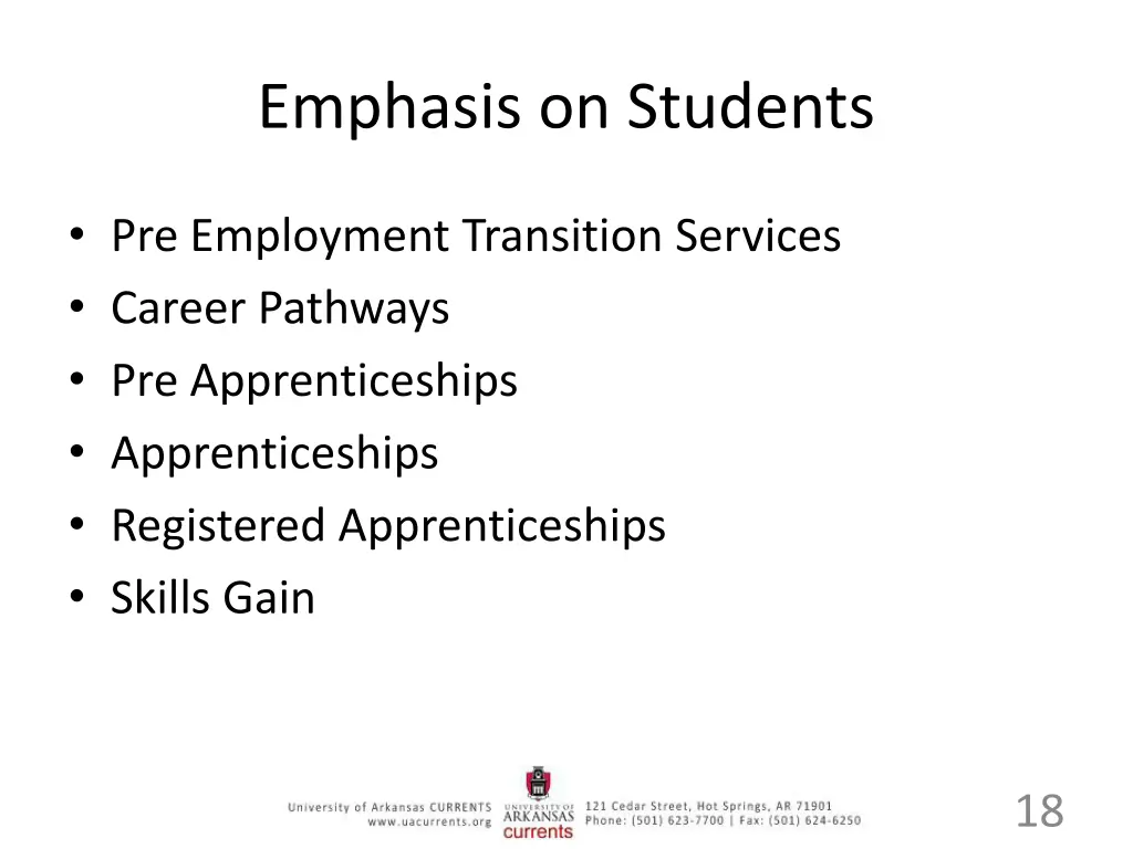 emphasis on students