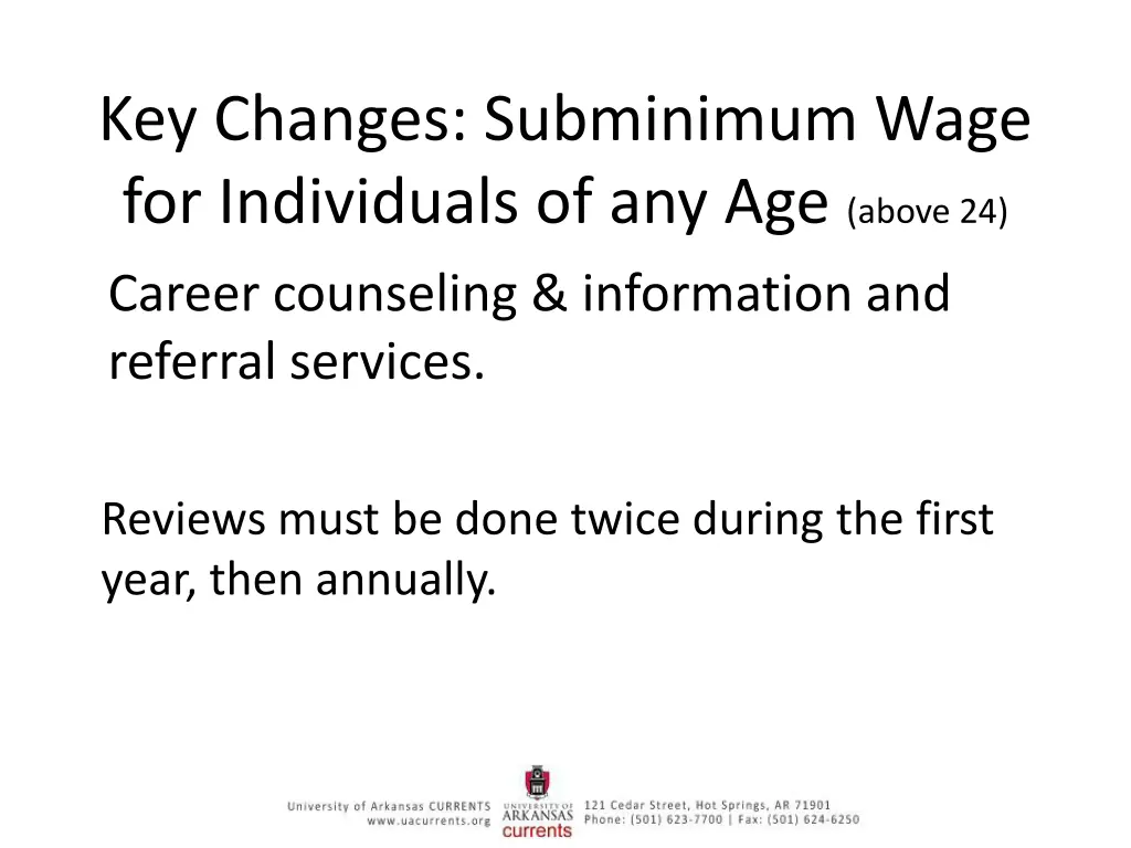 key changes subminimum wage for individuals