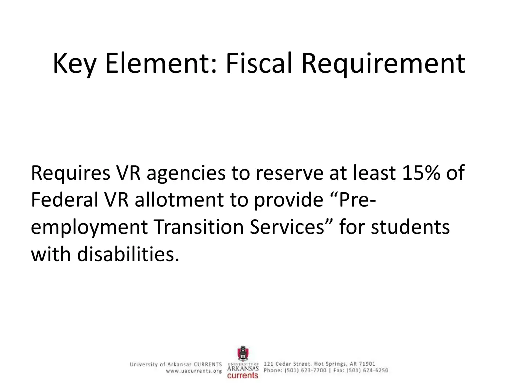 key element fiscal requirement