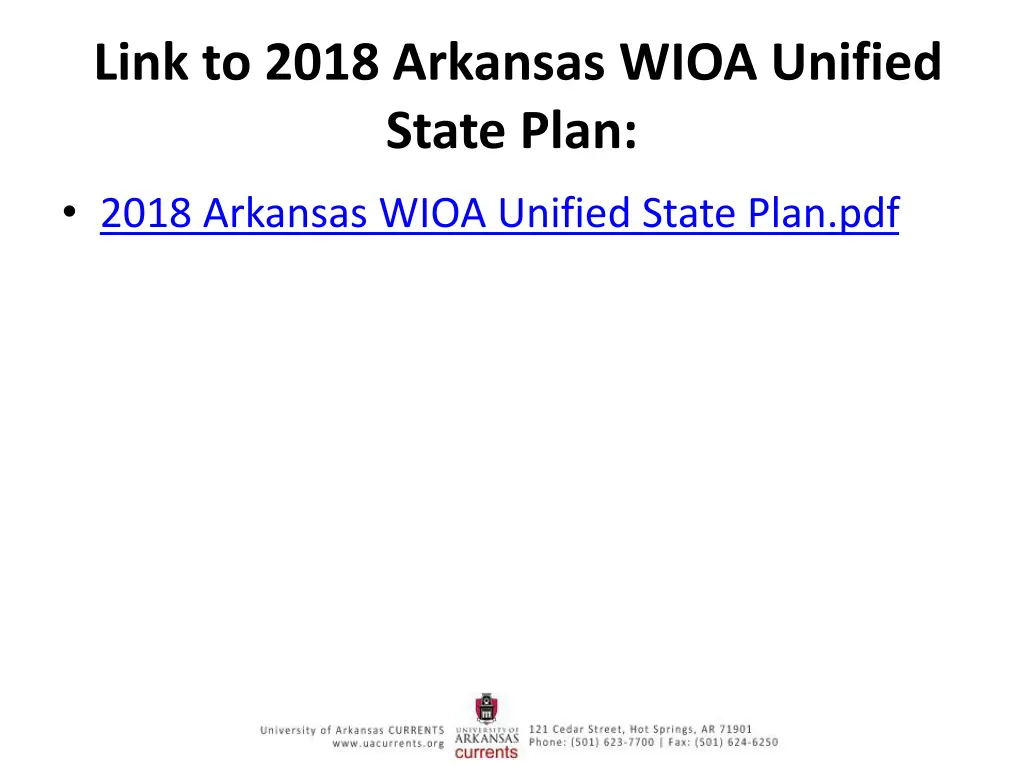link to 2018 arkansas wioa unified state plan