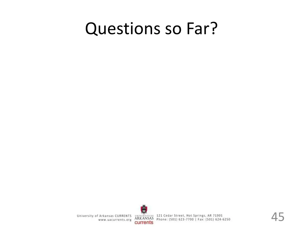questions so far