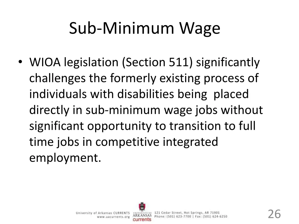 sub minimum wage