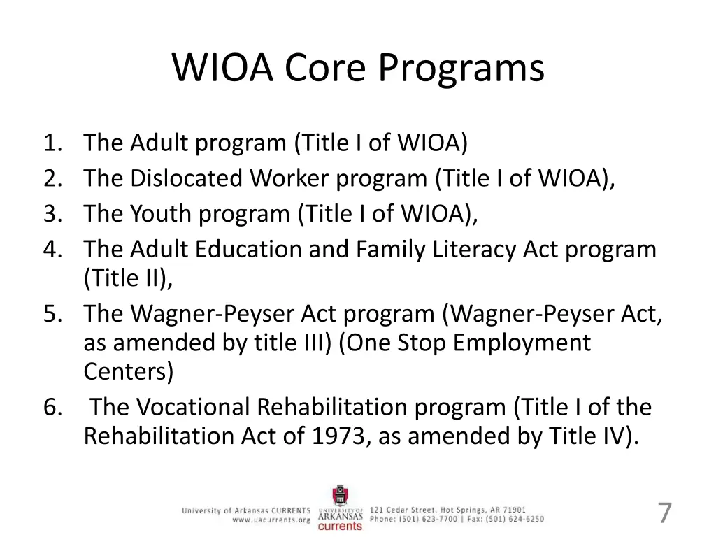 wioa core programs
