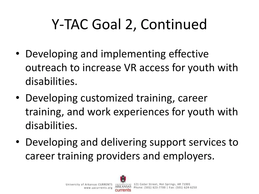y tac goal 2 continued