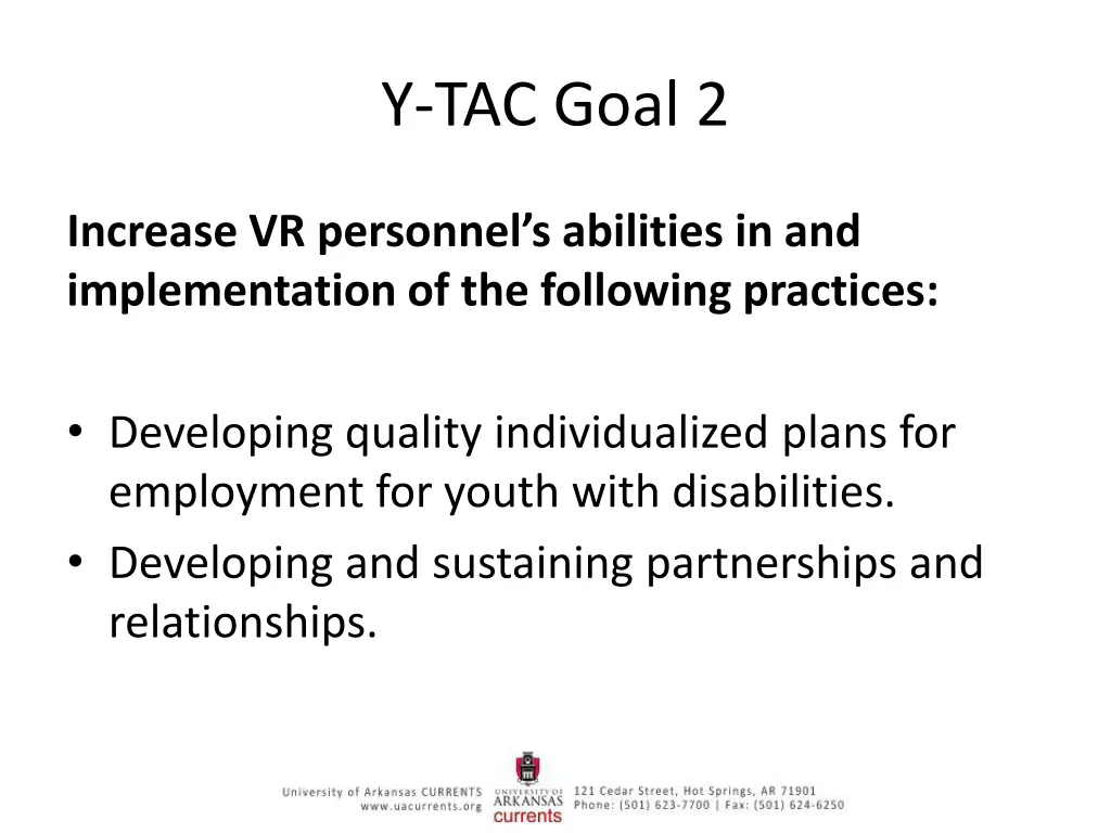y tac goal 2