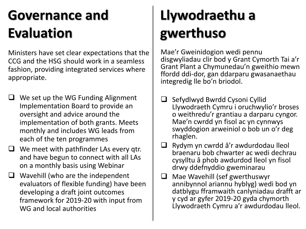 governance and evaluation
