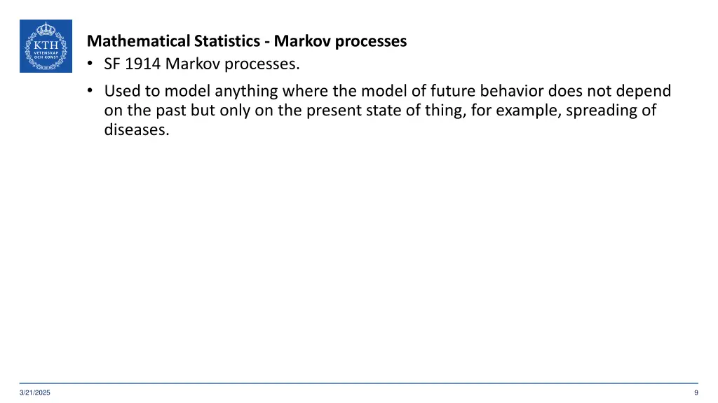 mathematical statistics markov processes sf 1914