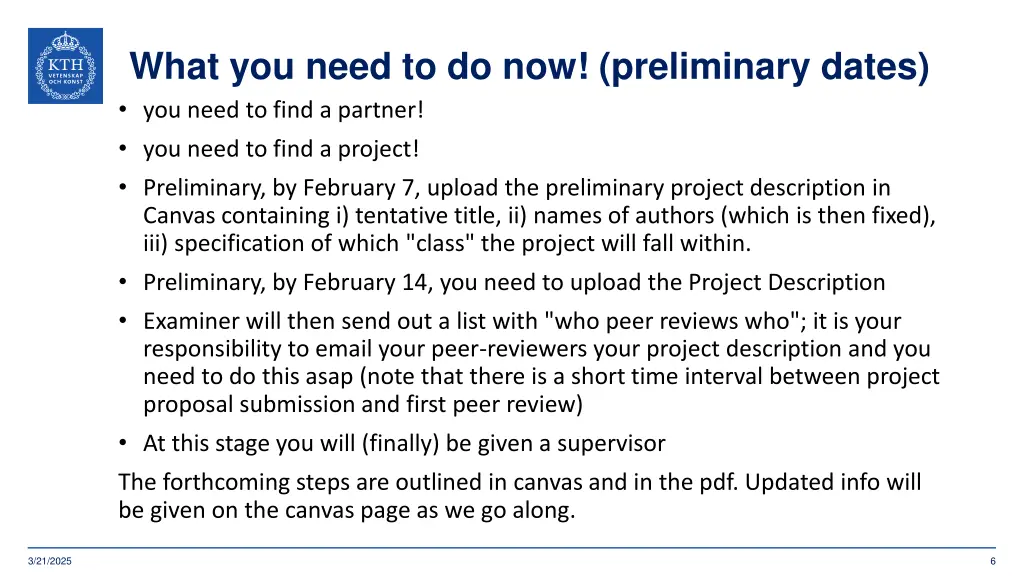 what you need to do now preliminary dates