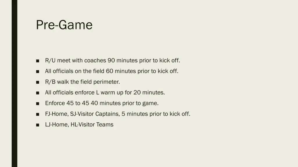 pre game