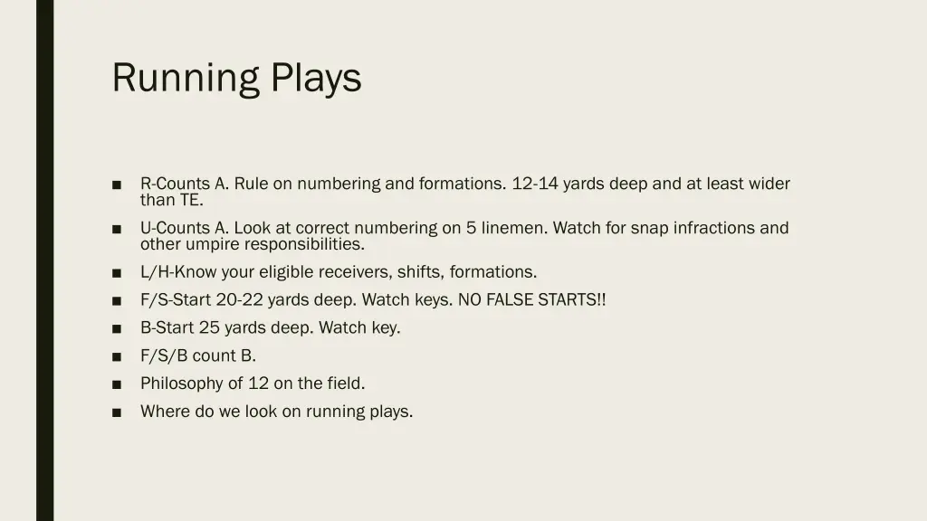 running plays