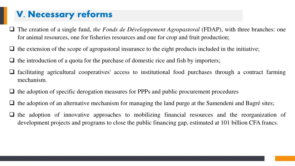 v necessary reforms