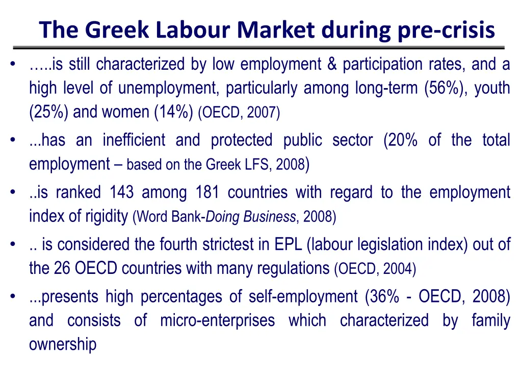 the greek labour market during pre crisis