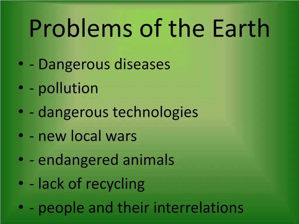 problems of the earth
