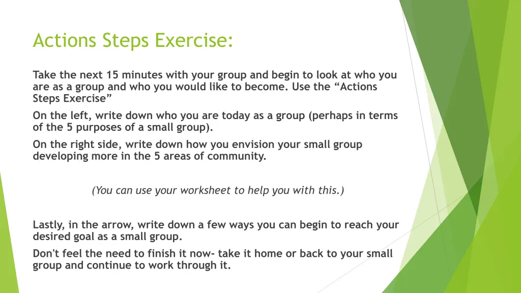 actions steps exercise