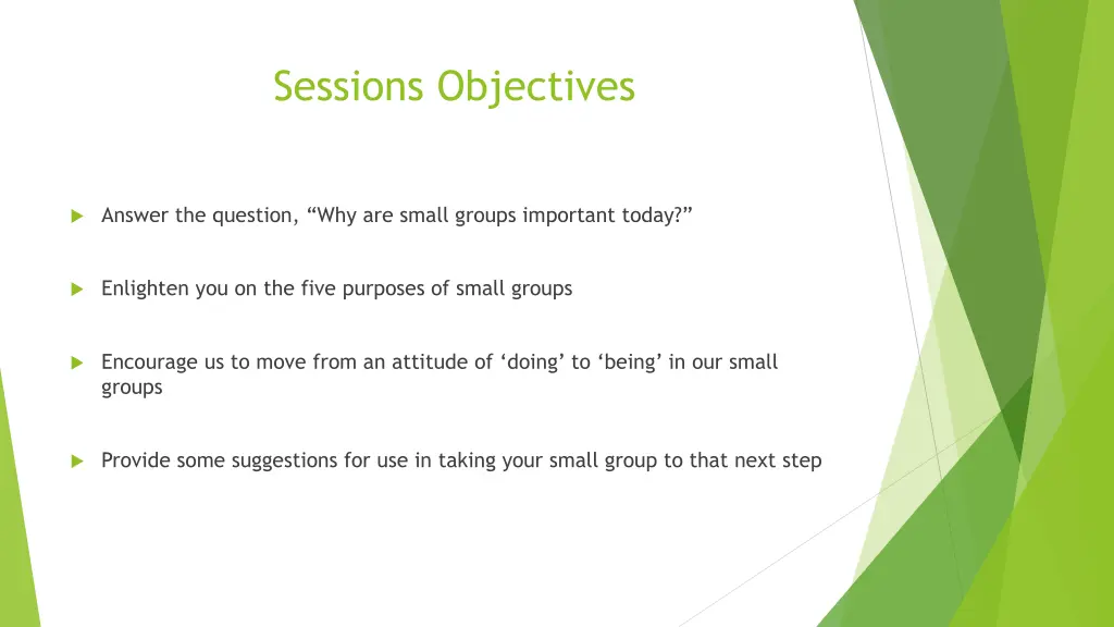 sessions objectives