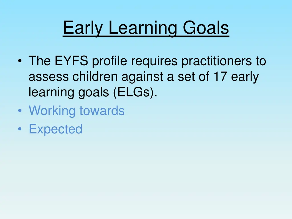 early learning goals