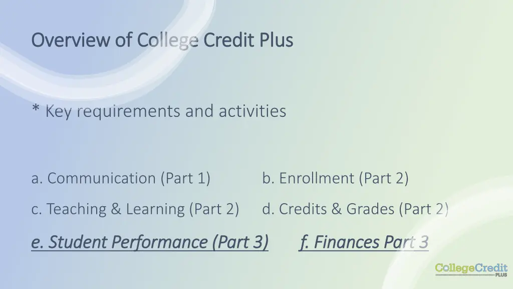 overview of college credit plus overview