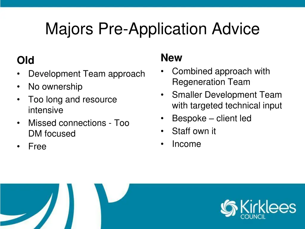 majors pre application advice