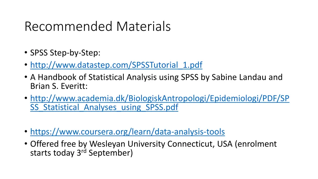 recommended materials