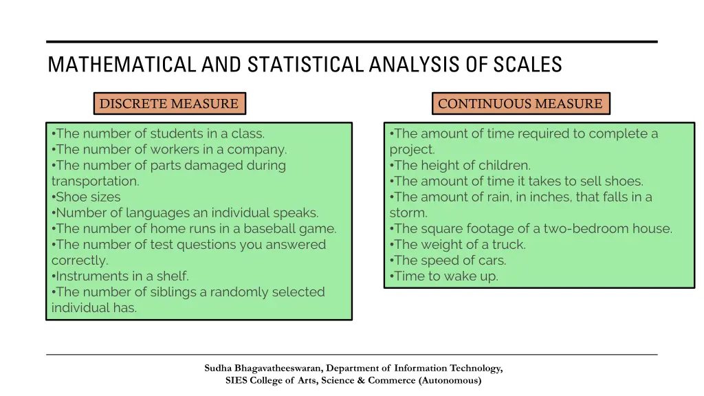 mathematical and statistical analysis of scales