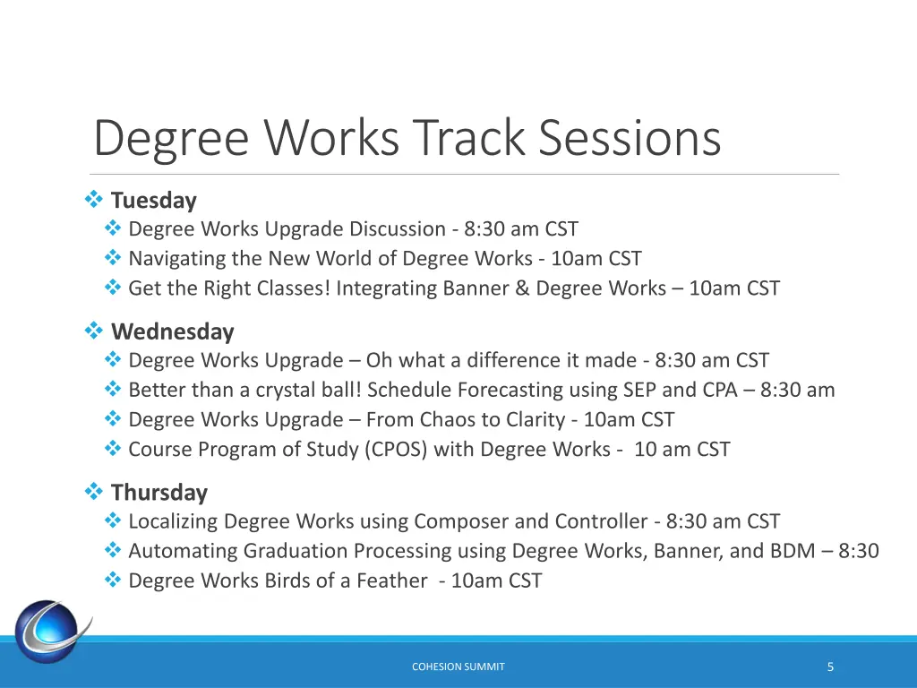 degree works track sessions