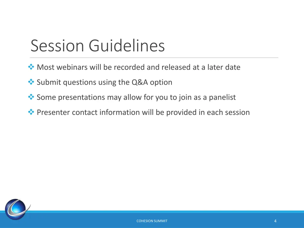 session guidelines