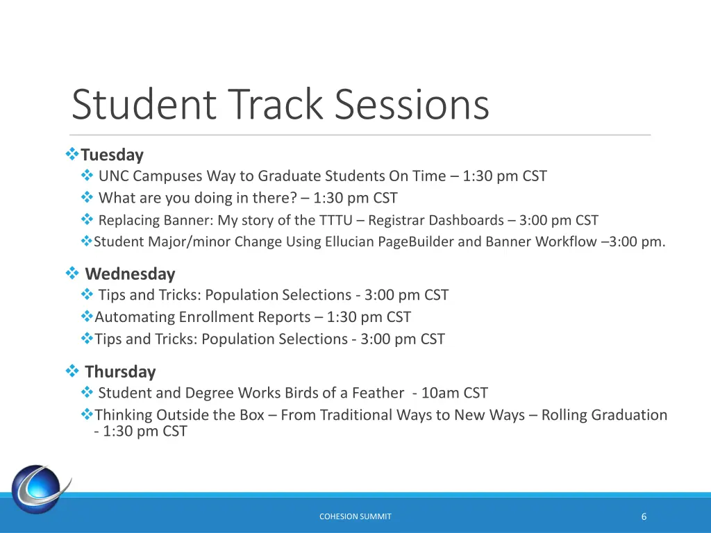 student track sessions