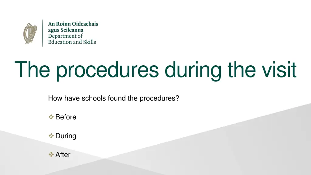 the procedures during the visit