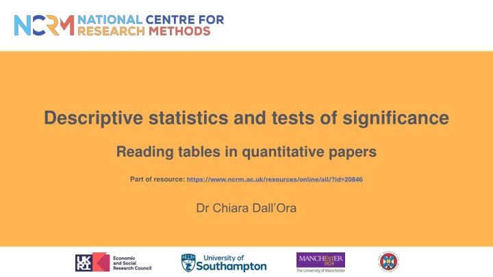 descriptive statistics and tests of significance