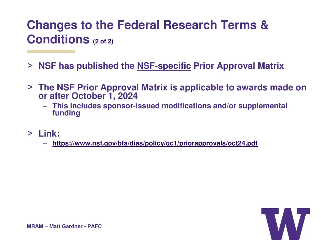 changes to the federal research terms conditions 1