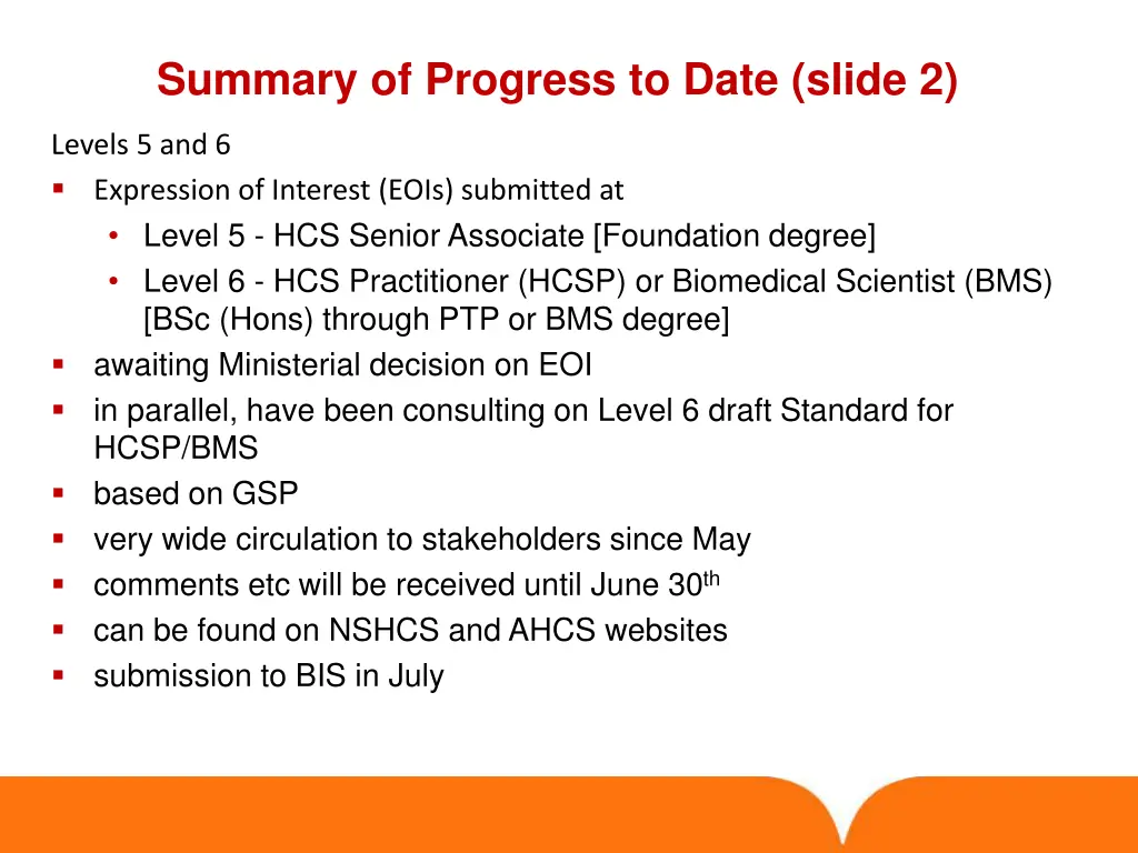 summary of progress to date slide 2