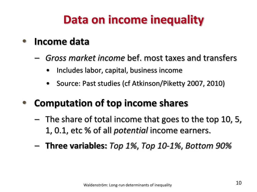 data on income inequality