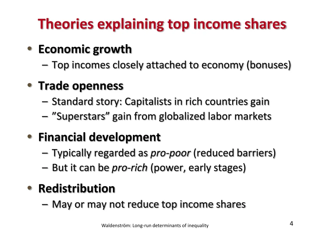 theories explaining top income shares