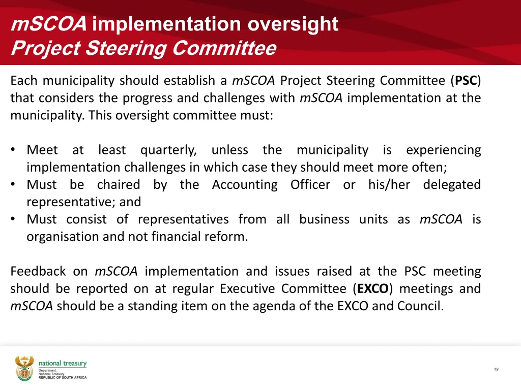 mscoa implementation oversight project steering