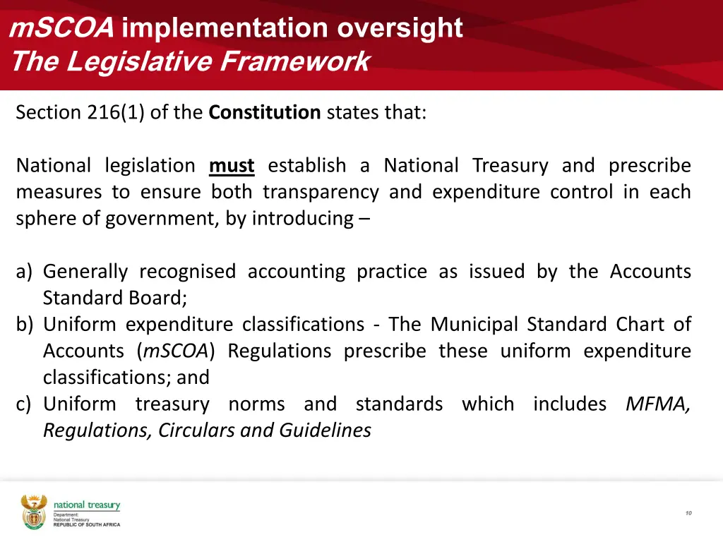 mscoa implementation oversight the legislative 1