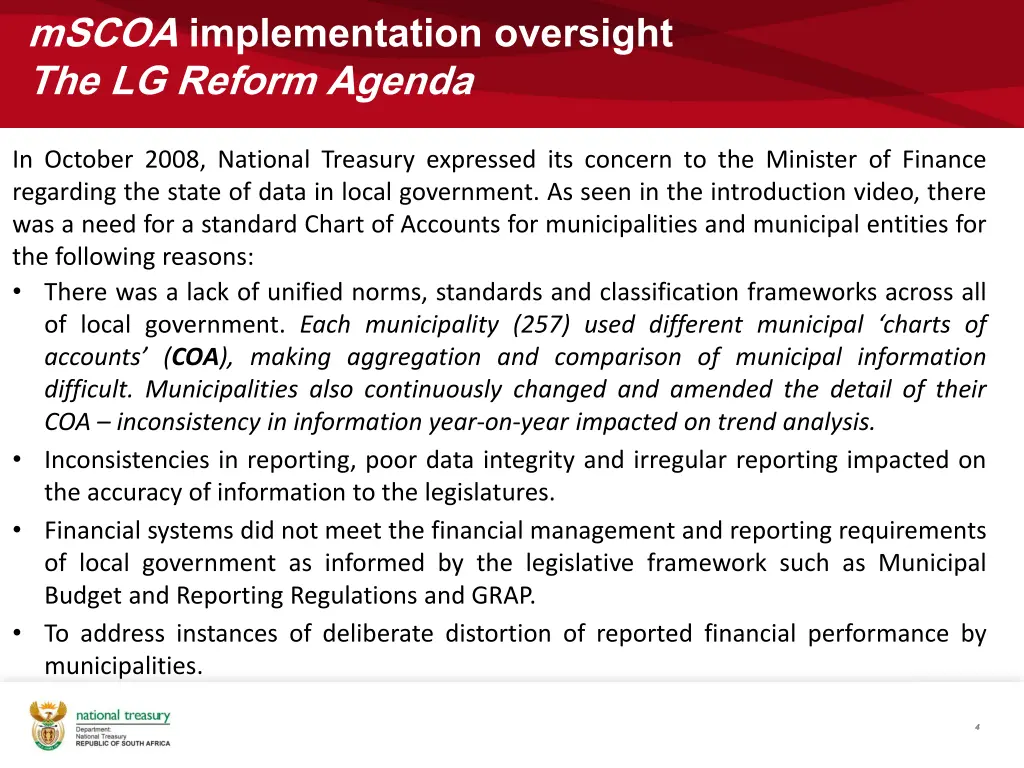 mscoa implementation oversight the lg reform