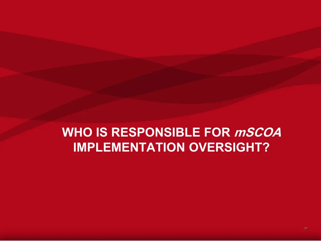 who is responsible for mscoa implementation