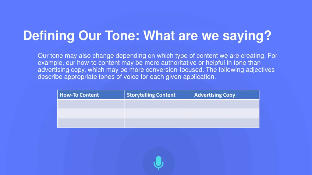 defining our tone what are we saying