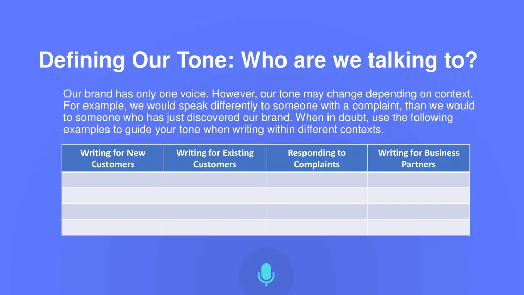 defining our tone who are we talking to