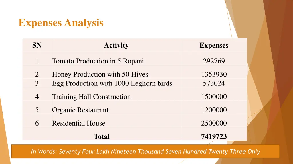 expenses analysis