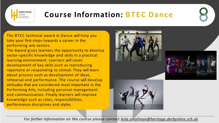 course information btec dance