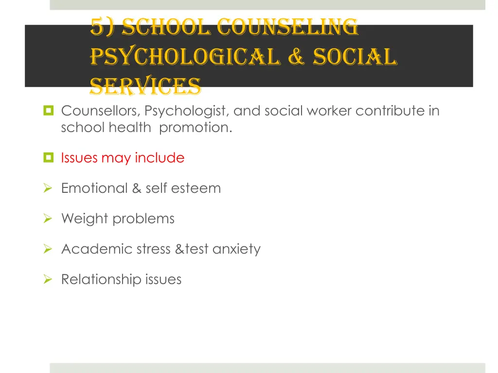 5 school counseling psychological social services
