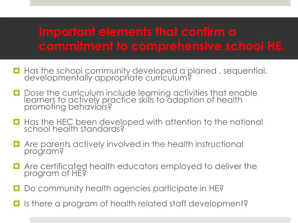 important elements that confirm a commitment