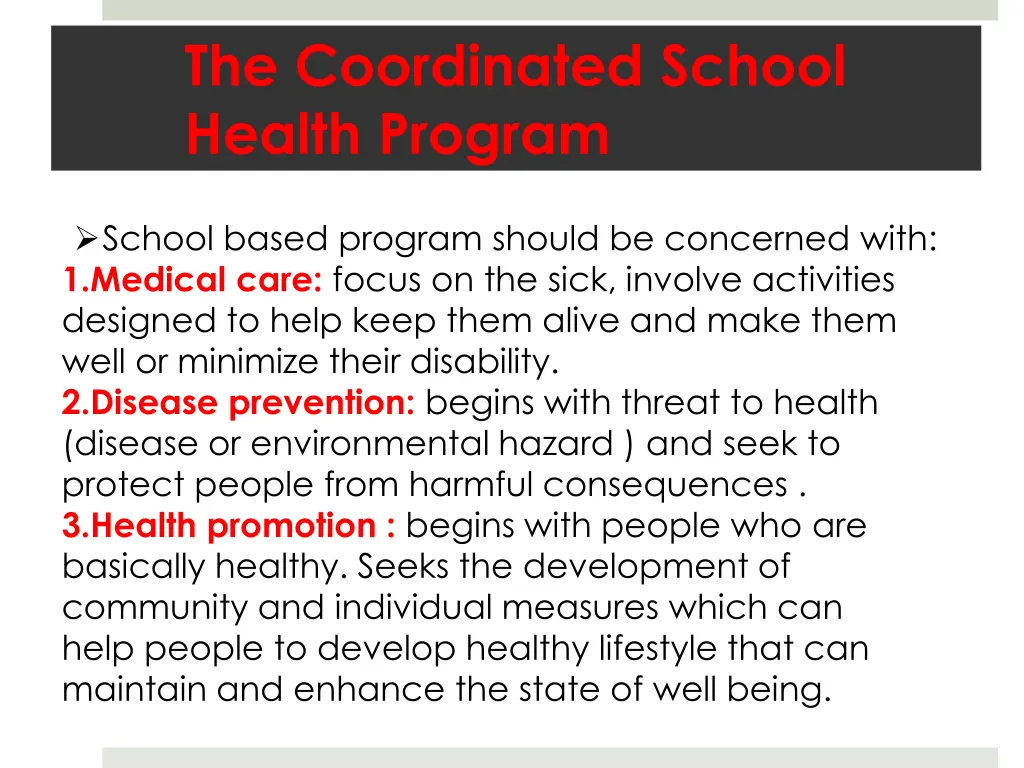 the coordinated school health program