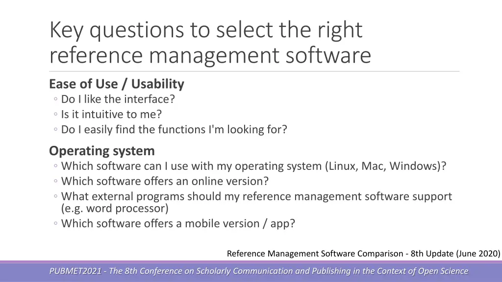 key questions to select the right reference