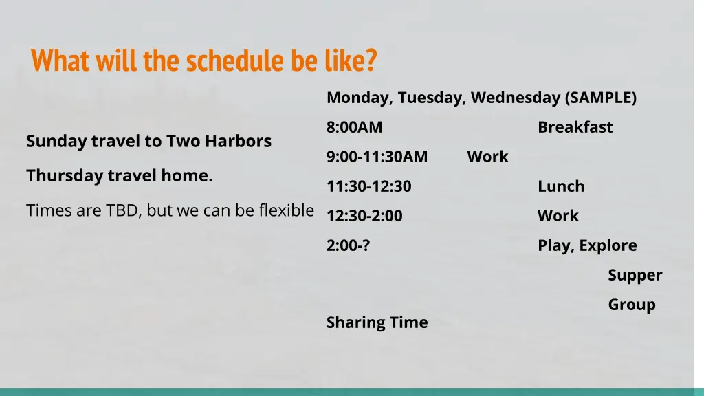 what will the schedule be like