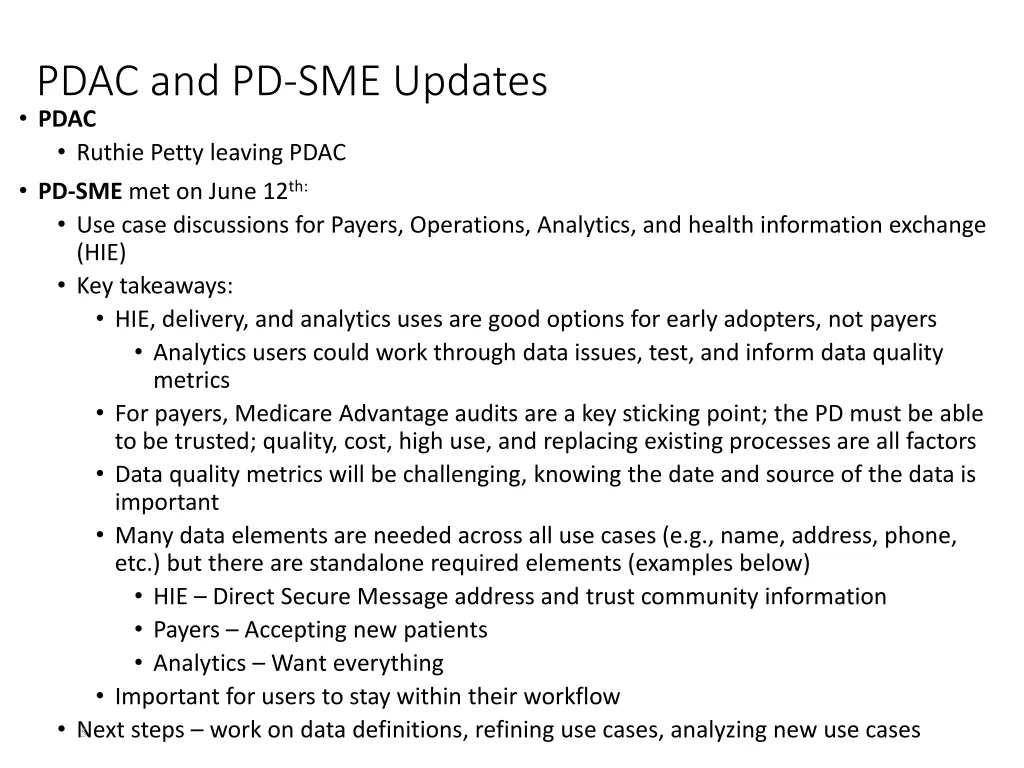 pdac and pd sme updates pdac ruthie petty leaving