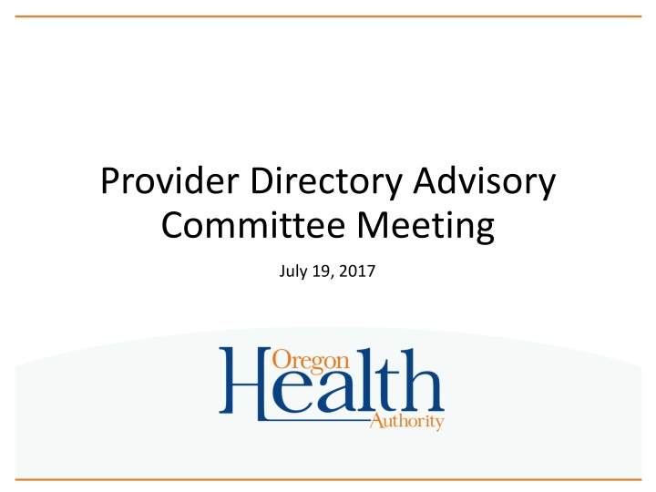 provider directory advisory committee meeting