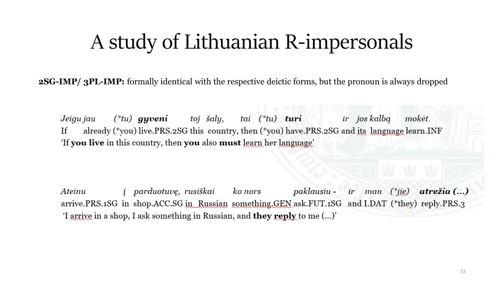 a study of lithuanian r impersonals 1